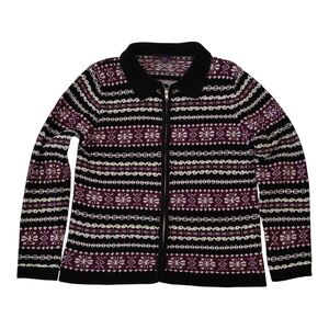 Denver Hayes Black and Purple Knit Cardigan